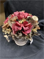 All natural floral bouquet in a pot, leaves,