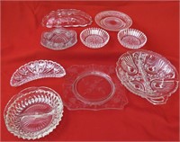 9 MISC CLEAR GLASS PLATES/BOWLS/ASHTRAYS
