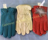 3 Pairs Ladies Gloves Size Medium