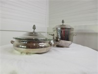 Silverplated serving dish & champagne/ice bucket