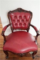 Mahogany Red leather button back chair