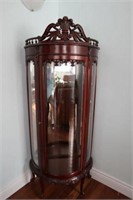 Mahogany mirrored cabinet bowed glass front &