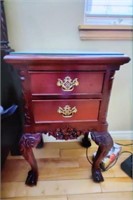 Carved Mahogany 2 drawer night stand