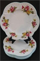 6 Shelley Begonia dinner plates 9.25" dia