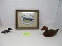 Hand Carved Ducks & Picture