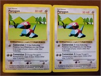 2 Pokemon cards 1st edition shadowless Porygon