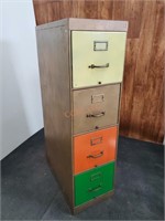 Retro Painted 4 Drawer Tall Metal Filing Cabinet
