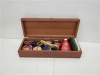 1988 Jacobson's Wood Box w/ Shoe Shine Materials