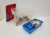 Plastic Tote w/ Assortment of Craft Supplies