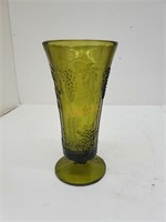 Vtg. Indiana Green Harvest Grape Footed Vase