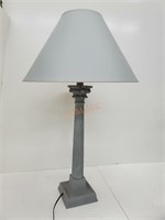 Grey Plaster Pedestal Tabletop Lamp