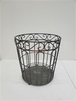 Decorative Grey Wrought-Iron Waste Basket