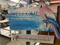 WELCOME TO PARADISE CARDBOARD SIGN