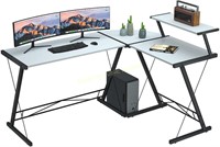 Coleshome L-Shaped Desk White With Black Frame