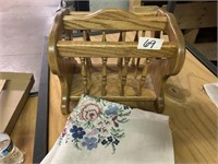 WOODEN NAPKIN HOLDER AND CROSSSTITCHED PIECE