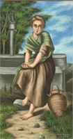 Greek Painting of Girl at Well.