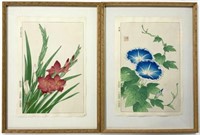 Pr. of Japanese Floral Woodblock Prints.