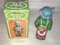 Vintage Musical Cat Wind Up Toy in