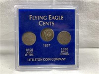 FLYING EAGLE CENTS 3 COIN SET 1858 /1857