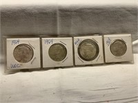 (4) 1964 UNITED STATES SILVER KENNEDY HALVES