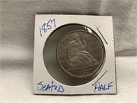 1857 UNITED STATES SILVER SEATED HALF DOLLAR