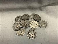 (15) UNITED STATES PRE 1929 SILVER MERCURY DIMES