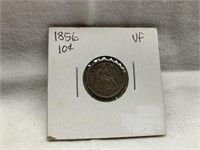 1856 UNITED STATES SILVER SEATED DIME