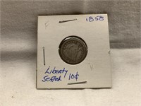 1858 UNITED STATES SILVER SEATED DIME