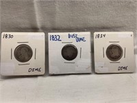 1830 / 1832 / 1834 UNITED STATES SILVER BUST DIMES