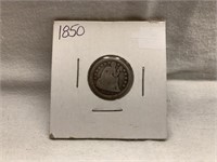 1850 UNITED STATES LIBERTY SILVER SEATED DIME