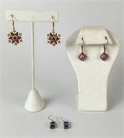 Sterling Earrings - Amethyst, Garnet & Agate