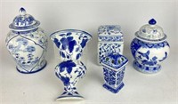 Blue & White Glazed Porcelain Ginger Jars, Wall