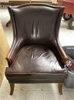 Leather Armchair with Nailhead Trim