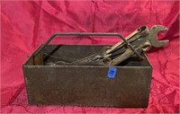 metal tool box with tools