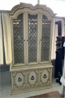Painted China Cabinet with Metal Mullioned Doors