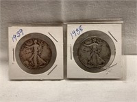 1938 / 1939 US SILVER WALKING LIBERTY HALVES