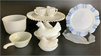 Selection of Milk Glass includes Glasbake, Anchor