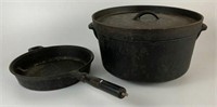 Cast Iron Dutch Oven with Lid & Cast Iron Skillet