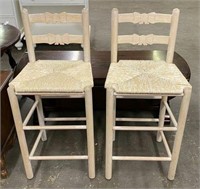 Shabby Painted Chairs with Rush Seats