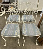 Painted Cast Iron Chairs with Removable Cushions