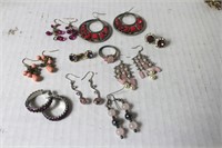 [pink/red] lot of 9 earrings and a ring