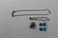 lot of blue jewlery , necklace , bracelet, pair of