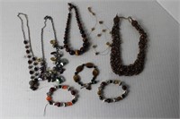 misc lot of 4 beaded necklaces ; 3 beaded braclets