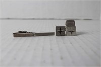 matching compass cuff links and tie pin