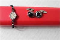 lot of two womens cuff links , single watch [ not