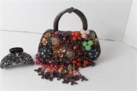 beaded glasses case / small purse [some wear of in