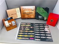 collection of 5 cigar boxes & cigar bands