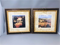 pair of framed James Wiens prints - 13" sq