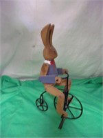 Wood Bunny on Metal Trike