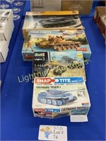 THREE PLASTIC KIT MODEL MILITARY TANKS